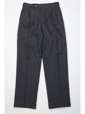 Vintage 90s Y2K Lands End Mens 32x34 Traditional Fit Wool Knit Chino Pants Gray